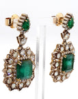The York - 16.1 Carat Zambian Emerald and Diamond Earrings - 2 Pieces