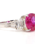 3 Carat Ruby and 1.2 Carat Diamond Platinum Ring, Size 5.5