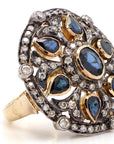 2.57 Carat Blue Sapphire and Diamond Gold Ring, Size 7.75