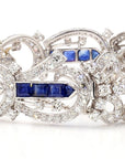 5.5 Carat Blue Sapphire and 1.5 Carat Diamond Art Deco Platinum Bracelet