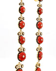 1.91 Carat Diamond and Coral 14K Gold Drop Earrings - 2 Pieces