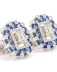 6.36 Carat Blue Sapphire and 1.08 Carat Diamond 18K Gold Studs