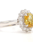 2.96 Carat Yellow Sapphire and Diamond 18K Gold Ring, Size 6