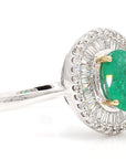 Art Deco Emerald and Diamond 18K Gold Cocktail Ring, Size 6.25