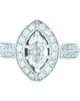 1.1 Carat Diamond Marquise Cluster Ring 18K Gold, Size 7