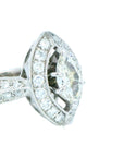 1.1 Carat Diamond Marquise Cluster Ring 18K Gold, Size 7