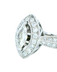 1.1 Carat Diamond Marquise Cluster Ring 18K Gold, Size 7