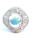 1.59 Carat Diamond and 1.93 Carat Fire Opal Platinum Ring