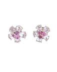 2 Carat Pink Tourmaline 2.38 Carat Rose Cut Diamond Studs