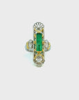 2.35 Carat Long Emerald And Platinum Ring, Size 7.75