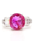 3 Carat Ruby and 1.2 Carat Diamond Platinum Ring, Size 5.5