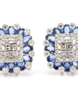 6.36 Carat Blue Sapphire and 1.08 Carat Diamond 18K Gold Studs