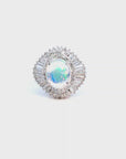 1.59 Carat Diamond and 1.93 Carat Fire Opal Platinum Ring