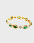 Early 20th Century Natural Emerald and Diamond Bracelet in 18K Yellow Gold