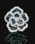7.80 Carat Diamond and Blue Sapphire 18K Gold Ring, Size 6.5