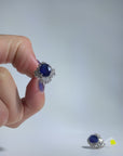 3.00 Carat Blue Sapphire and 1.00 Carat Diamond Studs 18K White Gold