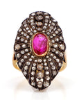 1.30 Carat Ruby and 2.10 Diamond Ring