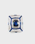 5.6 carat Deco Style Diamond Sapphire Ring