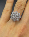 1.45 Carat Rose cut 0.43 Carat Round Diamond Lilotus Ring 18K Gold, Size 6.25