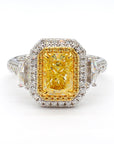 2.01 Carat Natural Fancy Yellow Diamond Ring Size 7