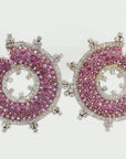 8.19 Carat Pink Sapphire 4.16 Carat Diamond Stud Earrings 18K Gold - 2 Piece