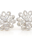 3.72 Carat Rose Cut Diamond Earrings 18K White Gold