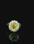 2.96 Carat Yellow Sapphire and Diamond 18K Gold Ring, Size 6