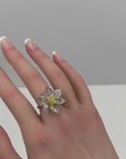 1.92 Carat Diamond & 1.34 Carat Briolette Diamond 18K Ring - The Daisy, Size 6