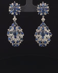 24 Carats Blue Sapphire and 4 Carats Diamond Drop Earring Earring