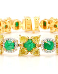 Natural Fancy 11.24 Carat Yellow Diamonds 8.18 Carat Columbian Emerald Bracelet