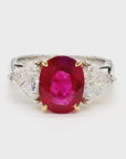 2.80 Carat Burma Ruby & Diamond Platinum Ring, Size 6.5