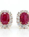 11 Carat Certified Natural Burmese Ruby and Diamond Earrings 18K Gold