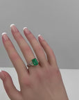 GIA Certified 3.84 Carat Natural Colombian Emerald 18K Gold Ring, Size 6.5