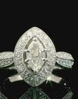 1.1 Carat Diamond Marquise Cluster Ring 18K Gold, Size 7
