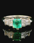 Colombian Emerald Platinum Ring, Size 5.5