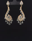 Diamond Covered Rose Gold & Dangling Natural Diamonds Earrings - 2 Pieces