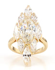 7.62 Carat Pear-Cut Diamond Shuttle Ring in 18K Gold, Size 4.5