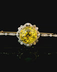 GIA Certified 9.65 Carat Yellow Sapphire and Diamond Art Deco 18K Gold Brooch
