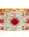 13.25 Carat Diamond 16.59 Carat Ruby Bracelet 18K White Gold