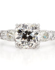 Art Deco 2.3 Carat Old Euro Diamond and Platinum Ring, Size 7