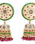 8.54 Carat Emerald, 2.40 Carat Ruby Old Persian Earring - 2 Pieces