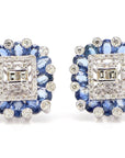 6.36 Carat Blue Sapphire and 1.08 Carat Diamond 18K Gold Studs