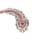 Edwardiand Diamond Feather Brooch with 2.61ct Pear Ruby & 5.61ct Diamonds