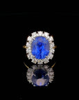 10.21 Carat Natural Blue Ceylon Sapphire Ring and Diamond Ring