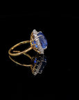 10.21 Carat Natural Blue Ceylon Sapphire Ring and Diamond Ring
