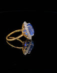 10.21 Carat Natural Blue Ceylon Sapphire Ring and Diamond Ring