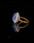 10.21 Carat Natural Blue Ceylon Sapphire Ring and Diamond Ring