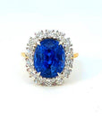 10.21 Carat Natural Blue Ceylon Sapphire Ring and Diamond Ring