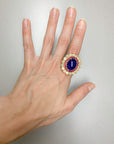 19.61 carat Tanzanite Ring with Ruby and Diamond Halo - Gold Statement Ring
