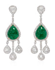 6 Carats Emeralds and 2.9 Carats Diamonds Drop Earring